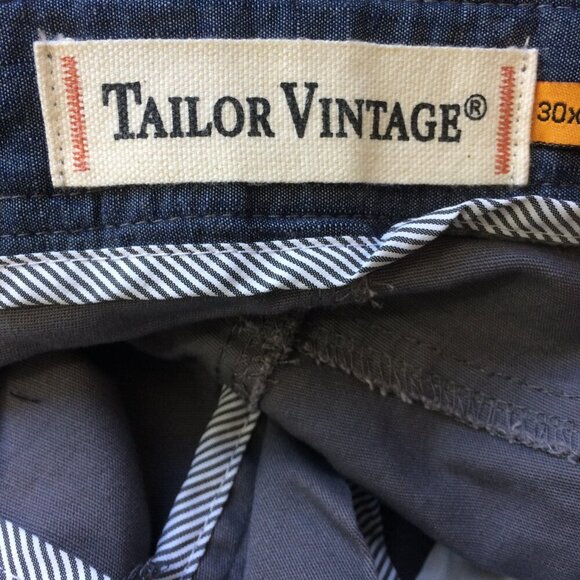 NEW Taylor Vintage Mens Pants Gray Cotton Stretch Slim Straight Size 30 x 30 - Picture 2 of 6